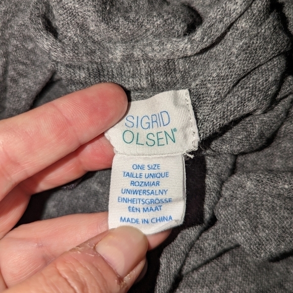 Sigrid OLSEN Grey Lagenlook Minimalist Open Front Long Lined Cardigan One Size - Picture 5 of 6